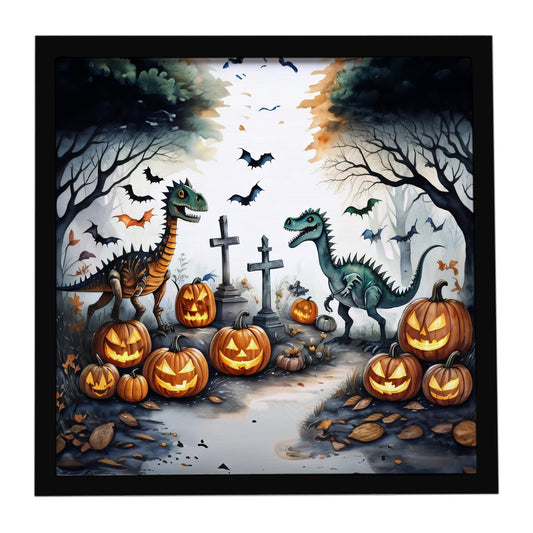 Dinosaurs Spooky Halloween Framed Metal Print