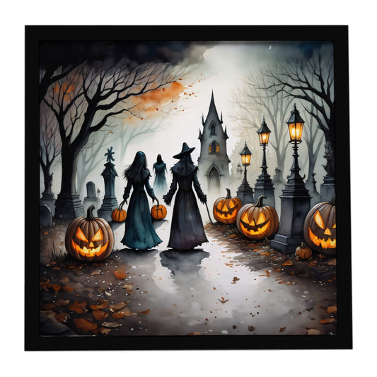 Vampires Spooky Halloween Framed Metal Print