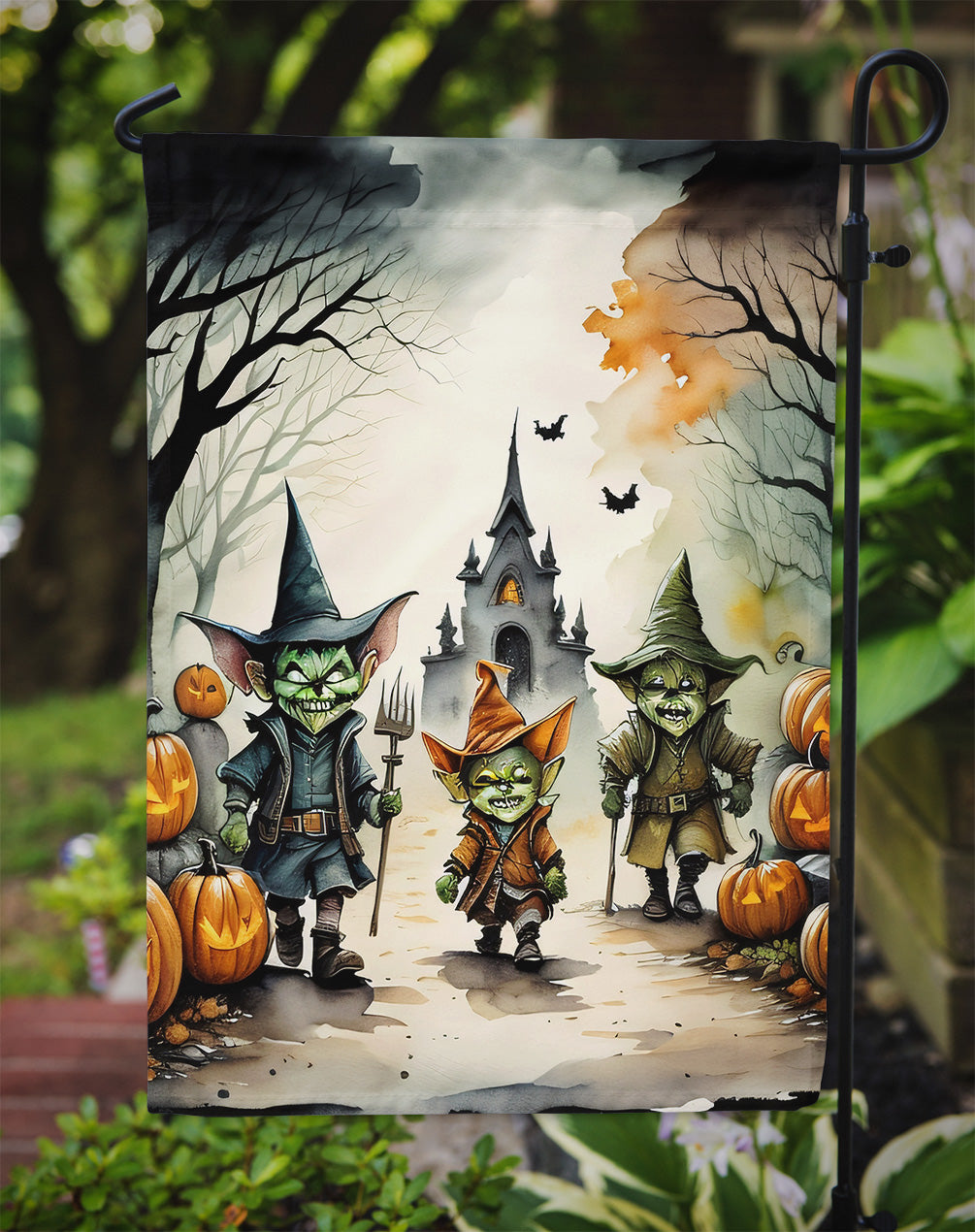 Goblins Spooky Halloween Garden Flag – Outdoor Decorative Yard Flag