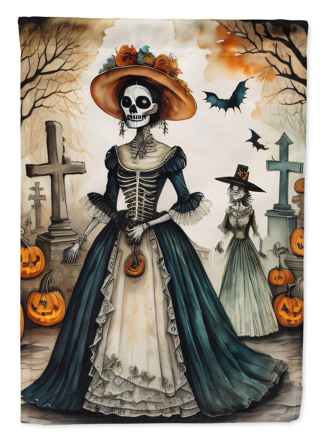 La Catrina Skeleton Spooky Halloween House Flag