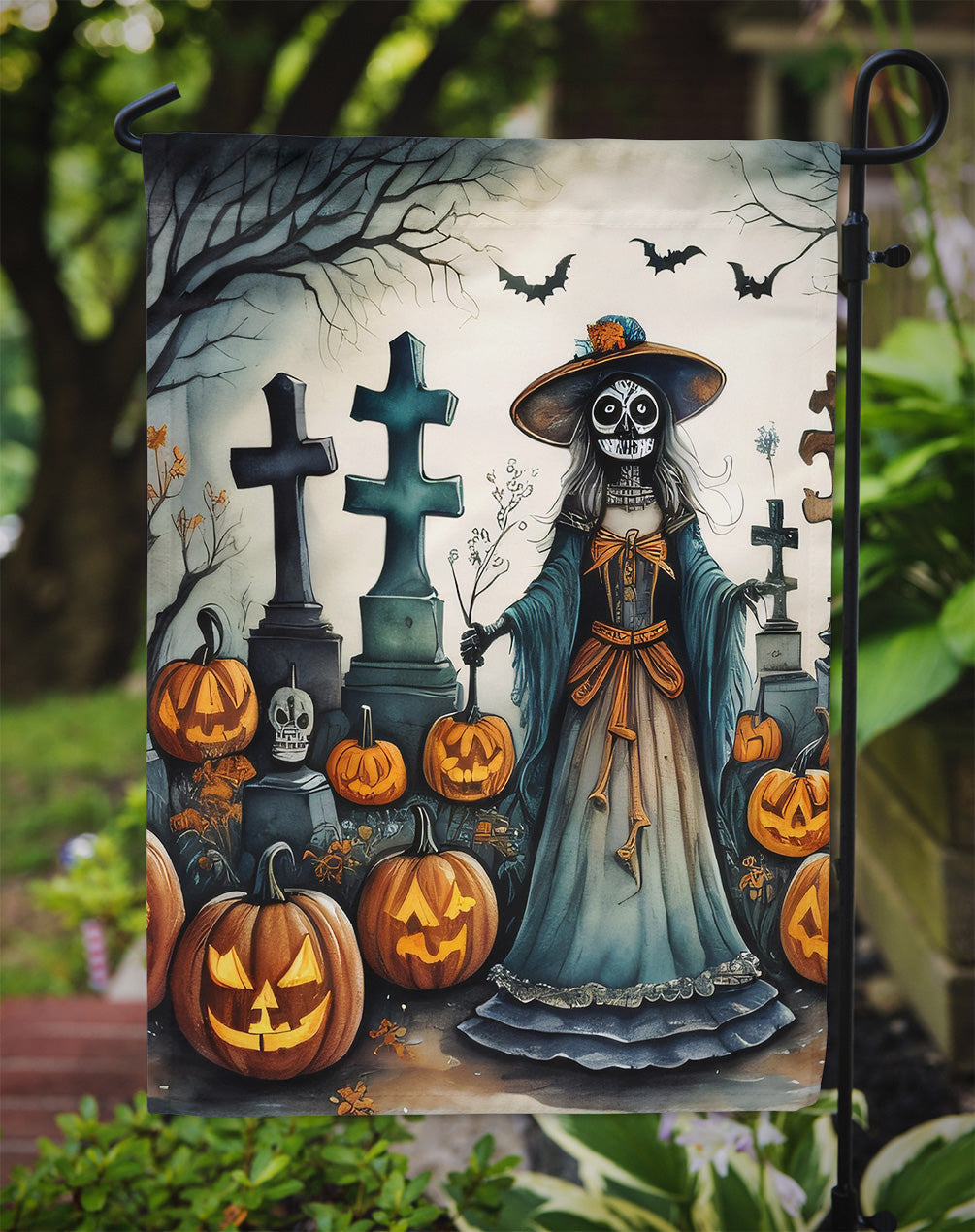 La Catrina Skeleton Spooky Halloween Garden Flag – Outdoor Decorative Yard Flag