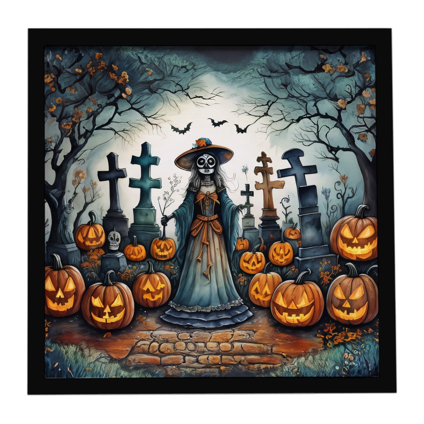 La Catrina Skeleton Spooky Halloween Framed Metal Print