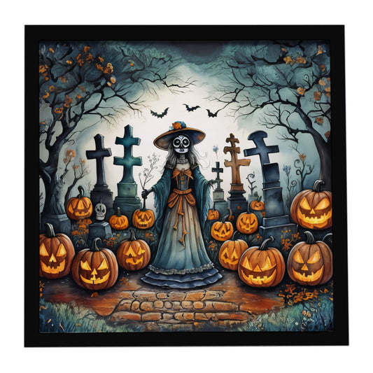 La Catrina Skeleton Spooky Halloween Framed Metal Print
