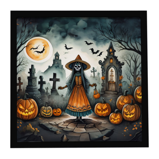 La Llorona Skeleton Spooky Halloween Framed Metal Print