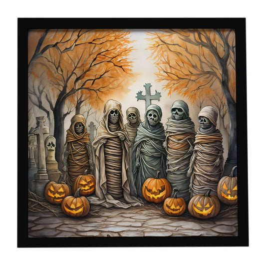 Mummies Spooky Halloween Framed Metal Print