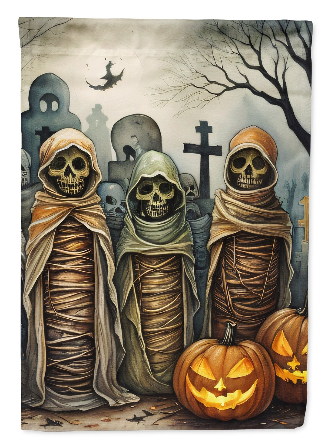 Mummies Spooky Halloween House Flag