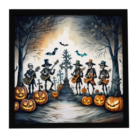 Mariachi Skeleton Band Spooky Halloween Framed Metal Print