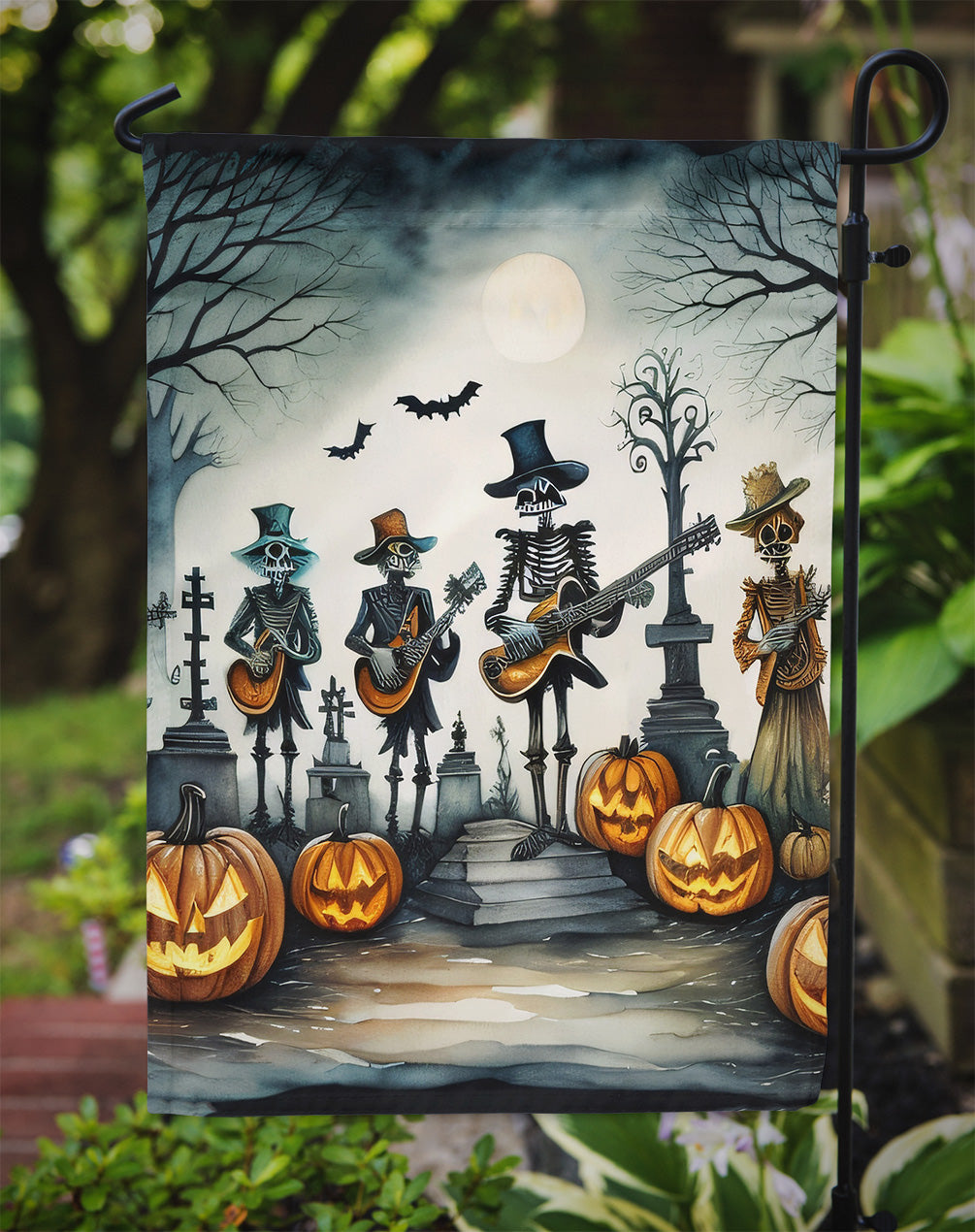 Mariachi Skeleton Band Spooky Halloween Garden Flag – Outdoor Decorative Yard Flag
