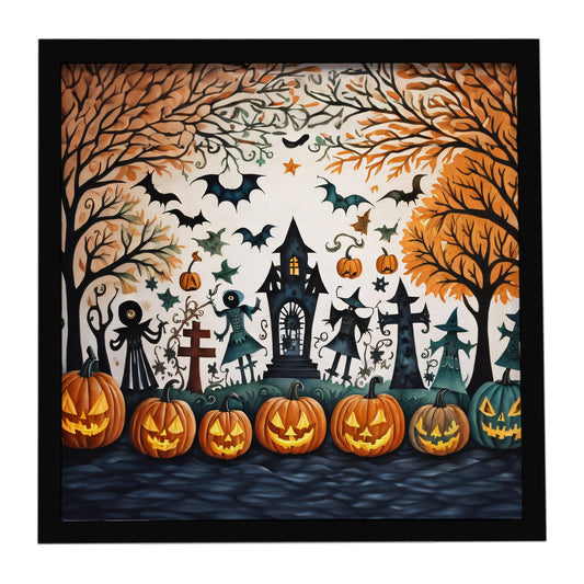 Papel Picado Skeletons Spooky Halloween Framed Metal Print