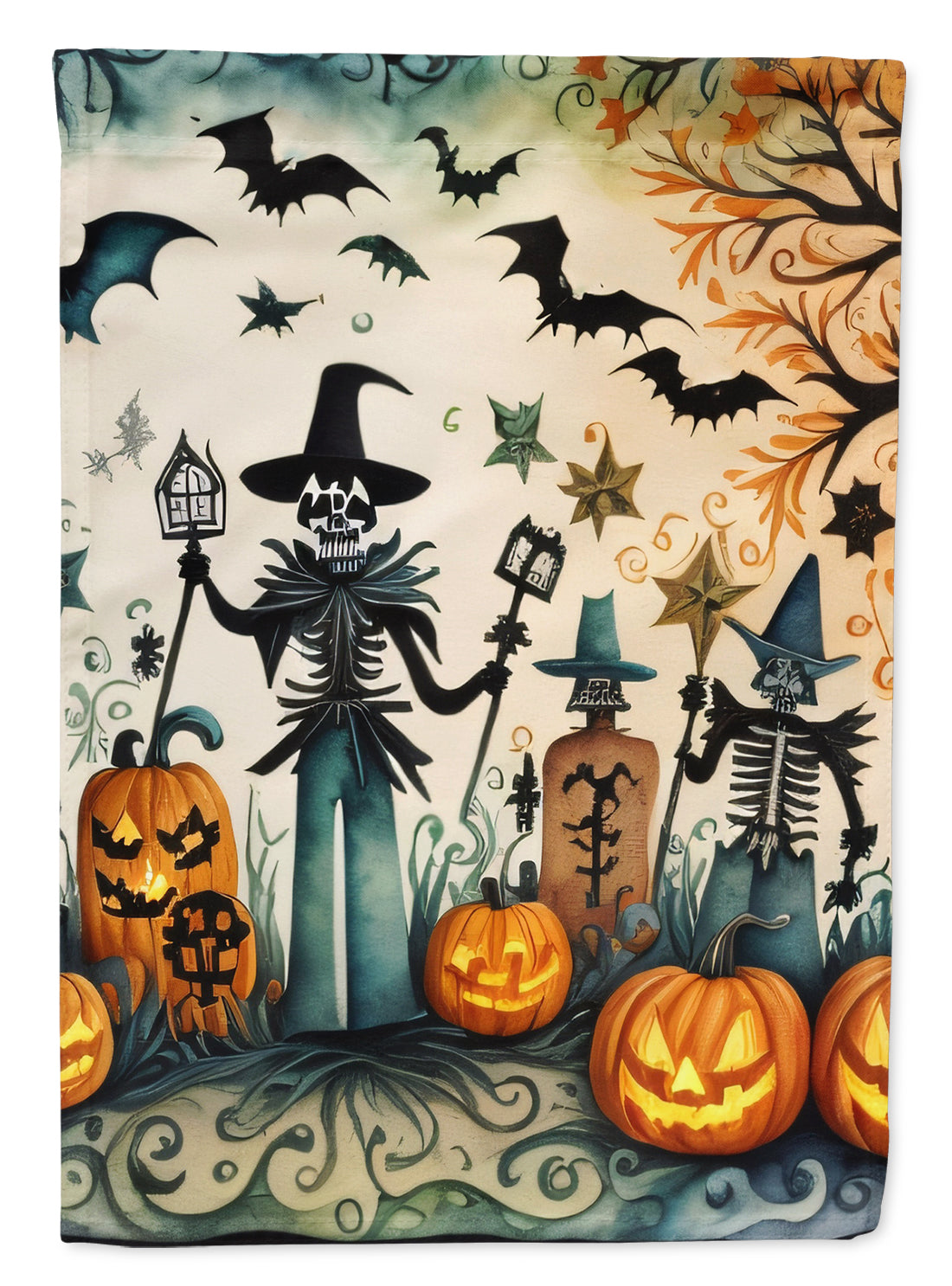 Papel Picado Skeletons Spooky Halloween Garden Flag – Outdoor Decorative Yard Flag