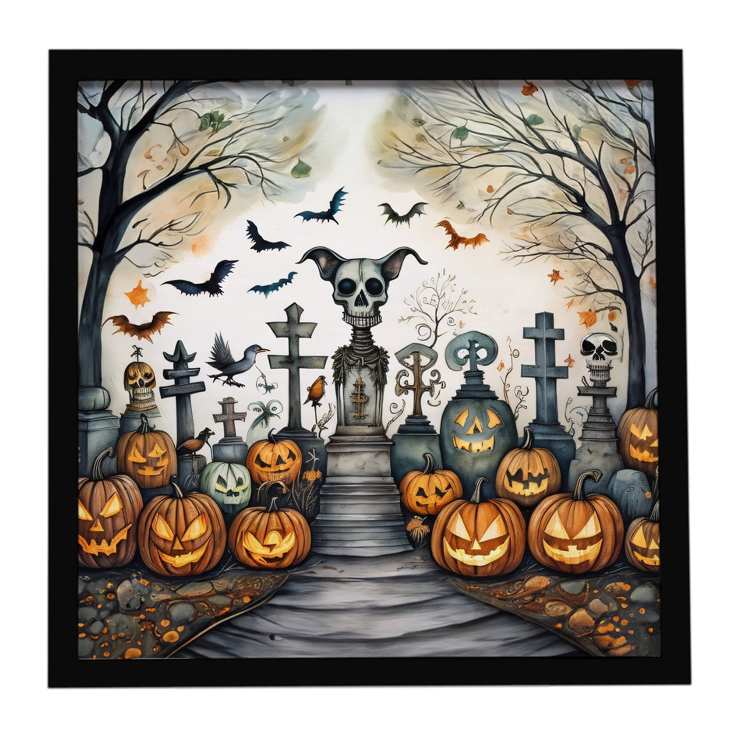Pet Cemetery Spooky Halloween Framed Metal Print