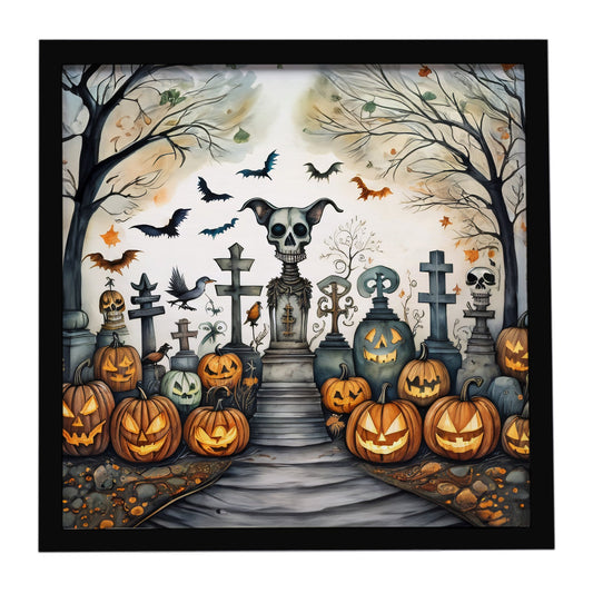Pet Cemetery Spooky Halloween Framed Metal Print