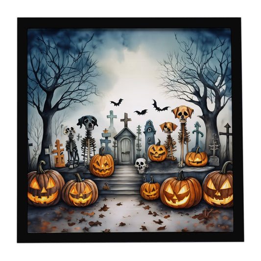 Pet Cemetery Spooky Halloween Framed Metal Print