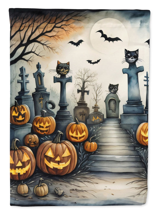 Cat Cemetery Spooky Halloween Garden Flag – Outdoor Decorative Yard Flag