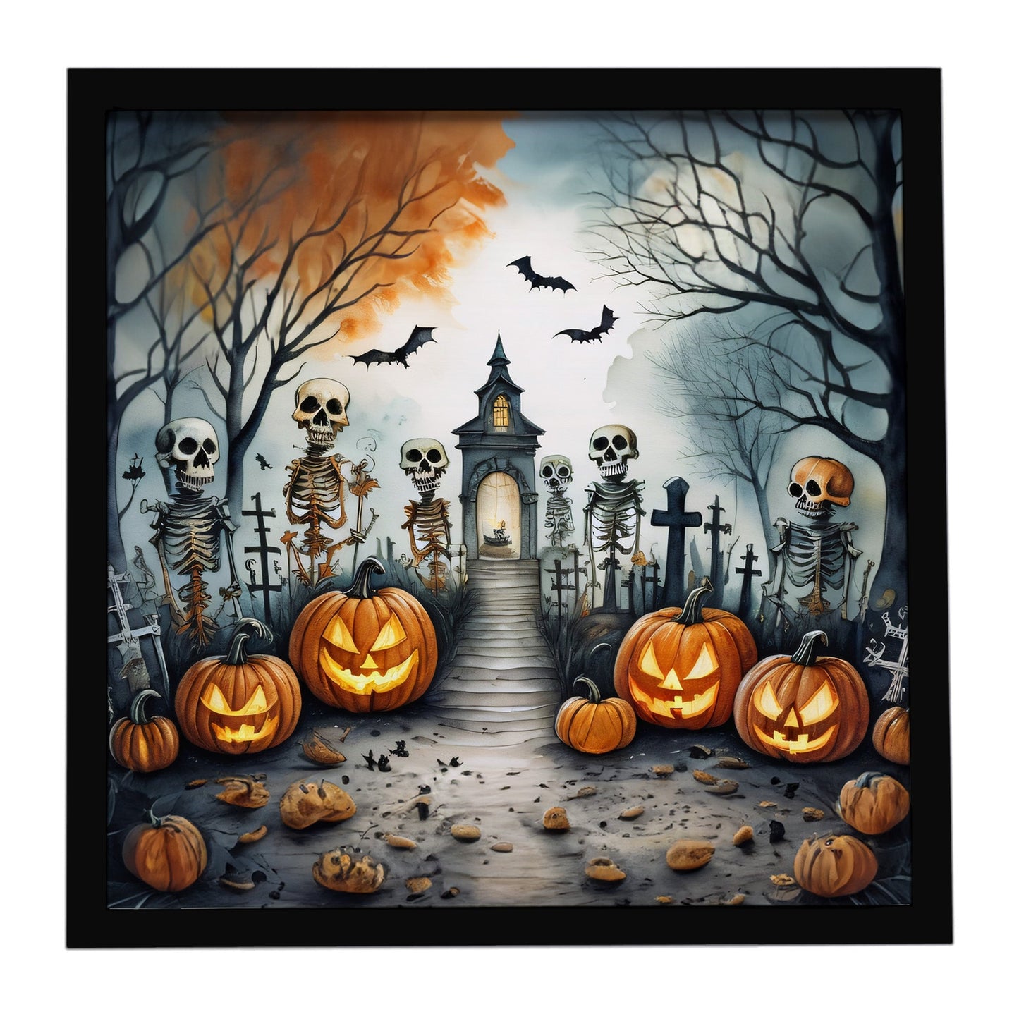 Skeleton Spooky Halloween Framed Metal Print