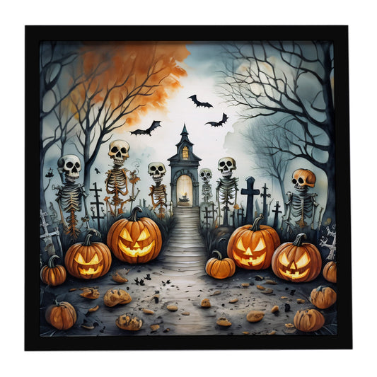Skeleton Spooky Halloween Framed Metal Print