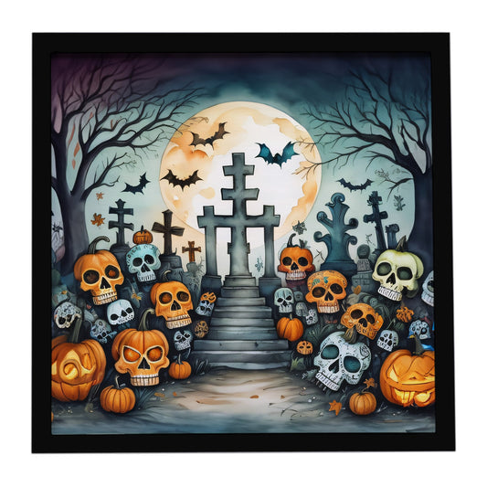 Calaveras Sugar Skulls Spooky Halloween Framed Metal Print