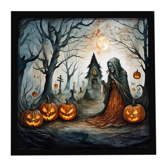 The Weeping Woman Spooky Halloween Framed Metal Print