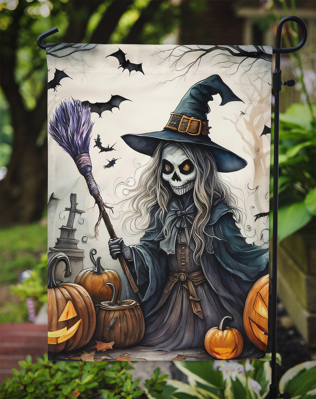 Witch Spooky Halloween Garden Flag – Outdoor Decorative Yard Flag