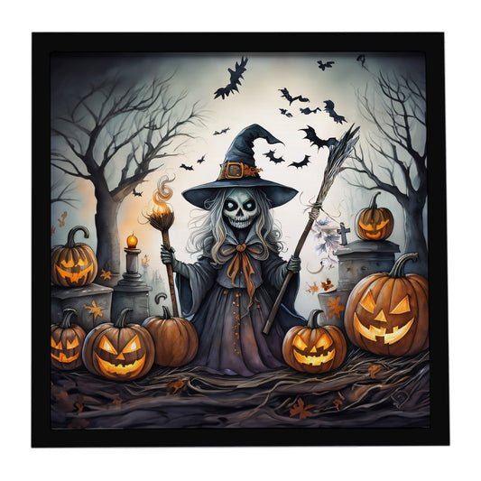 Witch Spooky Halloween Framed Metal Print