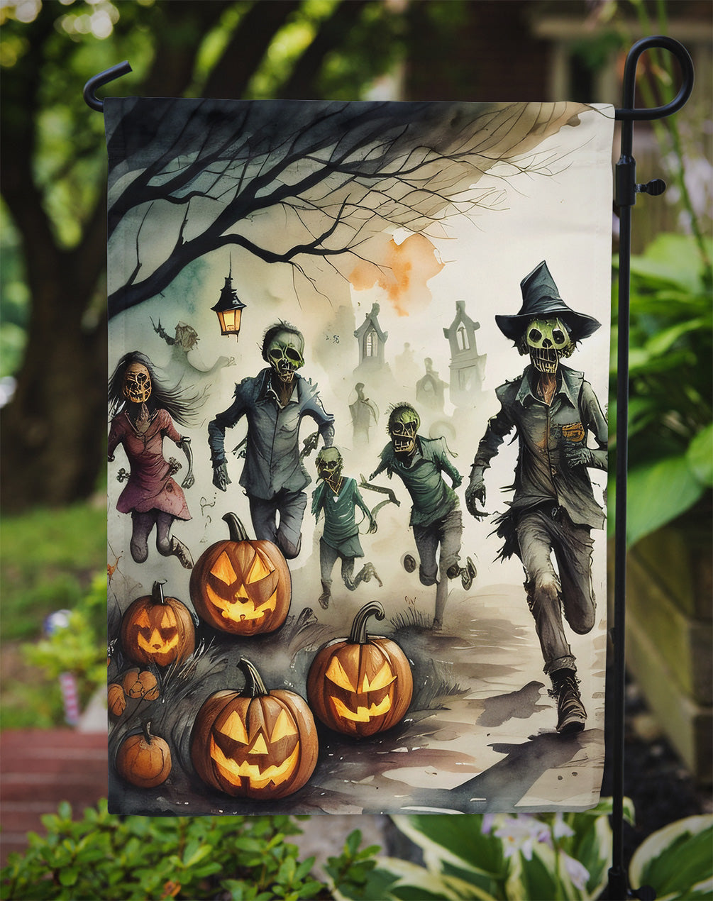 Zombies Spooky Halloween Garden Flag – Outdoor Decorative Yard Flag