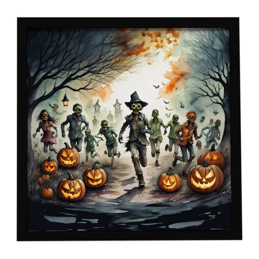 Zombies Spooky Halloween Framed Metal Print