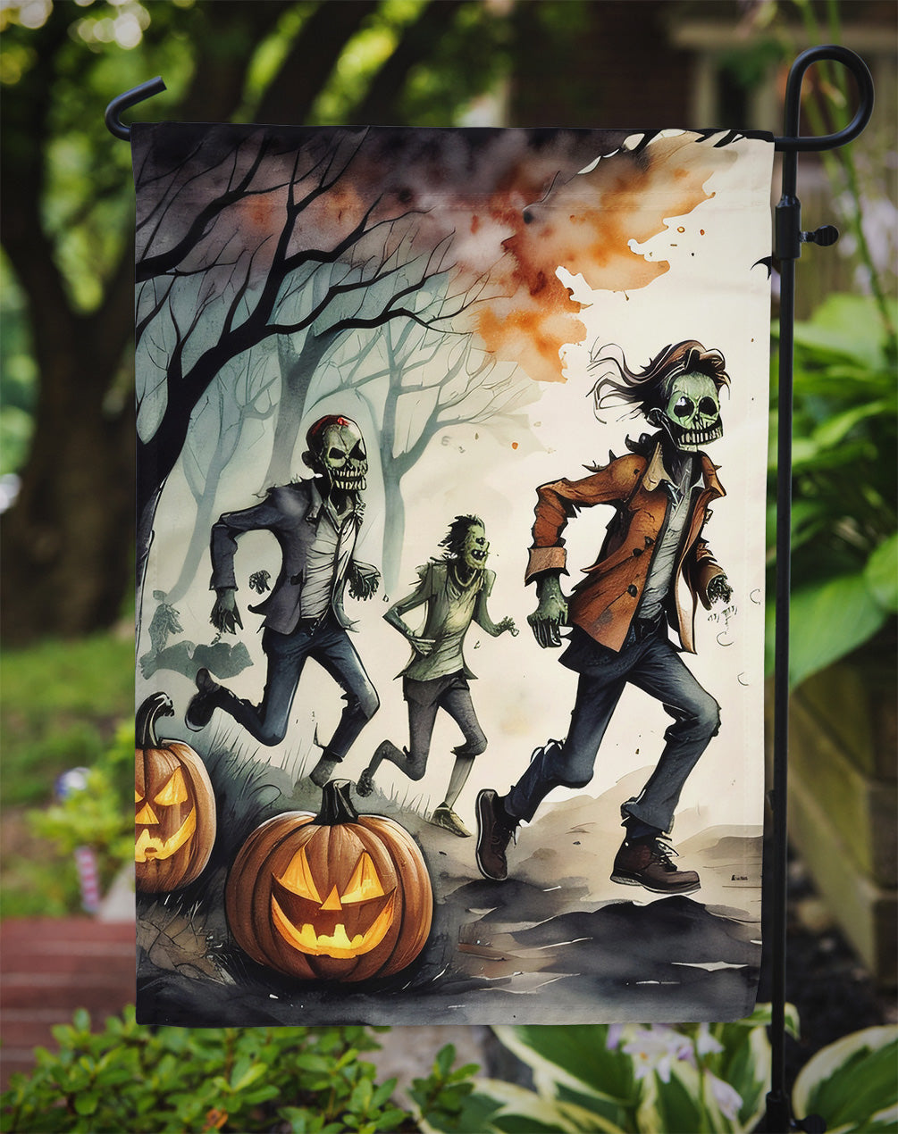 Zombies Spooky Halloween Garden Flag – Outdoor Decorative Yard Flag