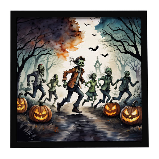 Zombies Spooky Halloween Framed Metal Print