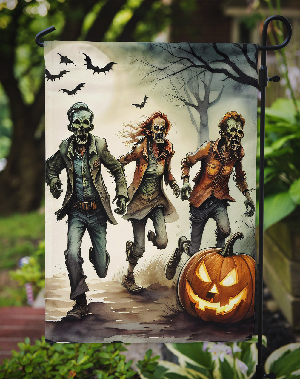 Zombies Spooky Halloween Garden Flag – Outdoor Decorative Yard Flag
