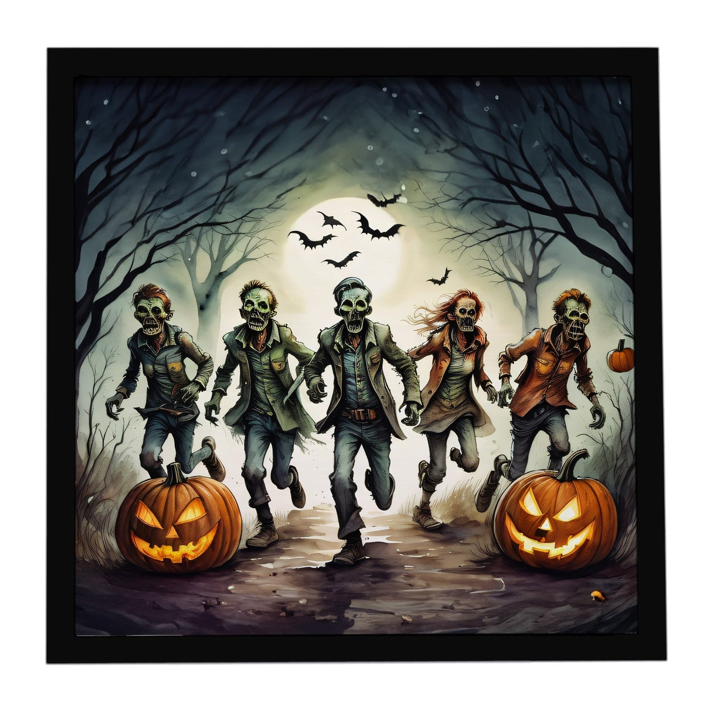 Zombies Spooky Halloween Framed Metal Print