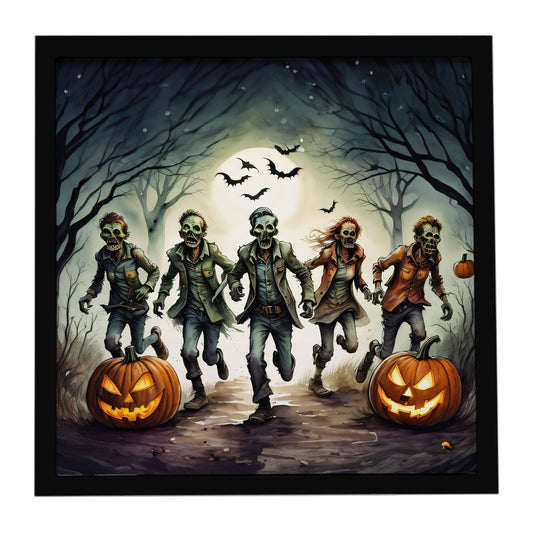 Zombies Spooky Halloween Framed Metal Print