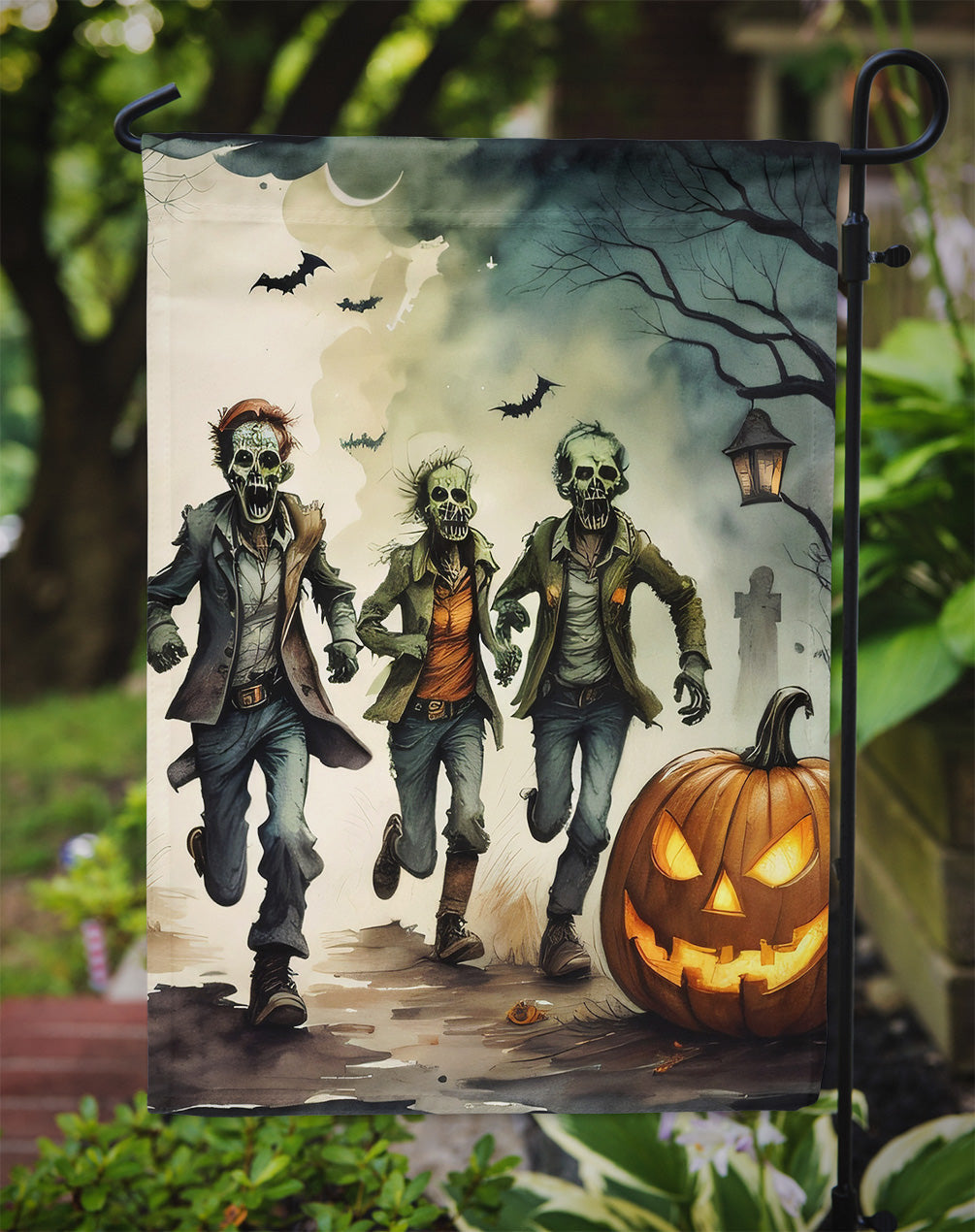 Zombies Spooky Halloween Garden Flag – Outdoor Decorative Yard Flag