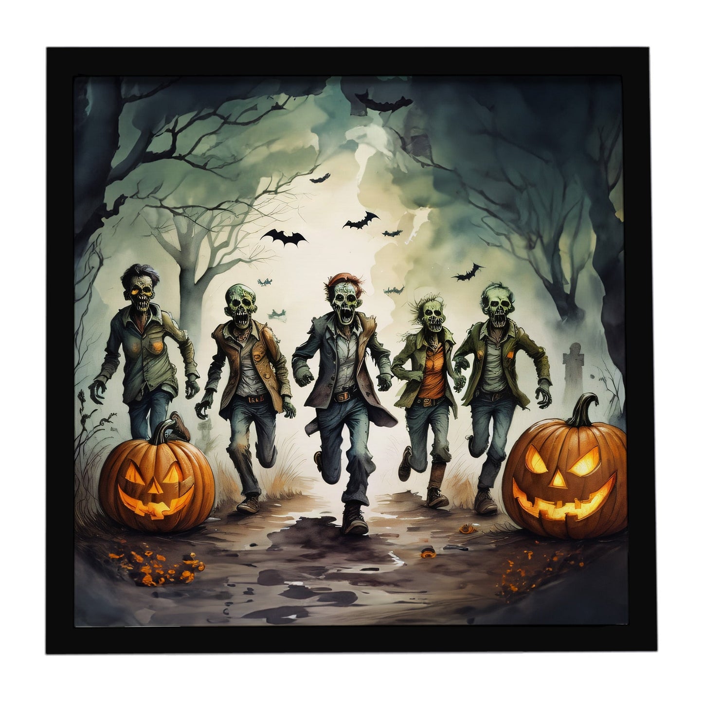 Zombies Spooky Halloween Framed Metal Print
