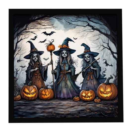Witches Spooky Halloween Framed Metal Print