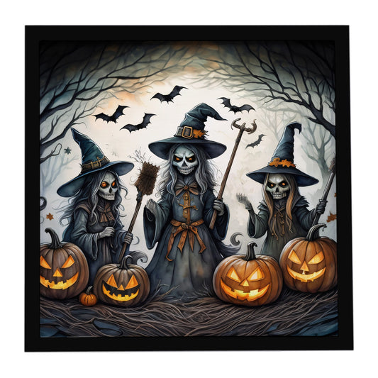 Witches Spooky Halloween Framed Metal Print