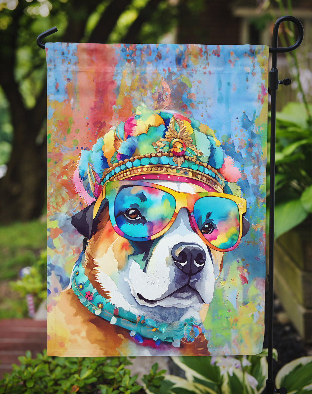 Akita Hippie Dawg Garden Flag – Outdoor Decorative Garden Flag