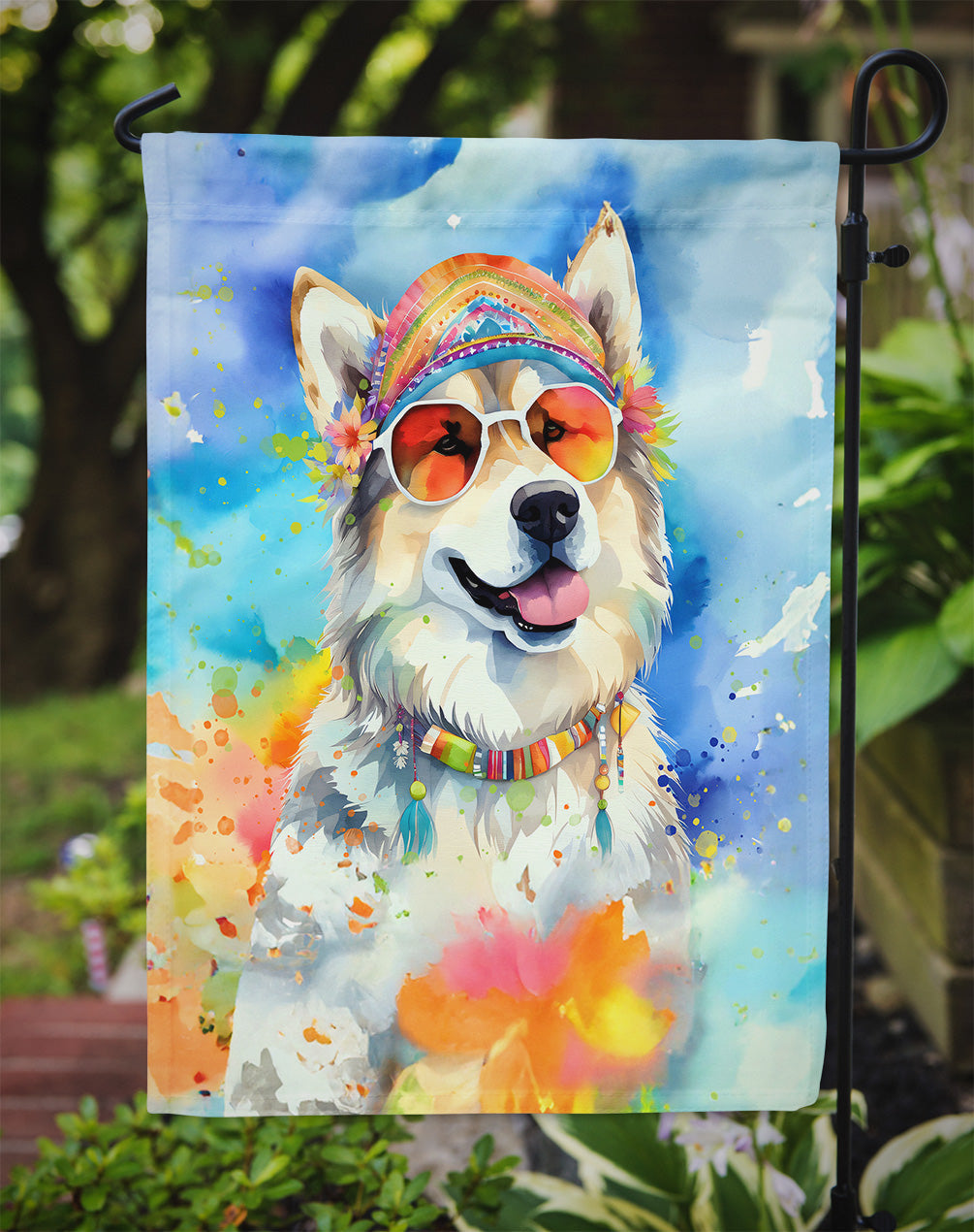 Alaskan Malamute Hippie Dawg Garden Flag – Outdoor Decorative Garden Flag