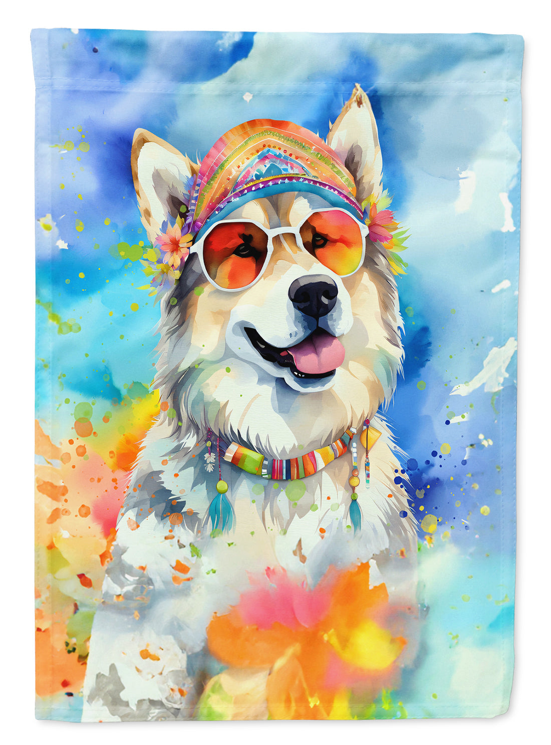 Alaskan Malamute Hippie Dawg Garden Flag – Outdoor Decorative Garden Flag
