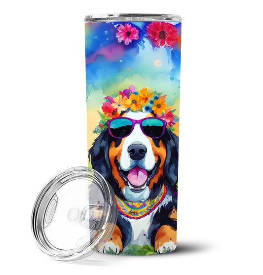Bernese Mountain Dog Hippie Dawg Stainless Steel Skinny Tumbler