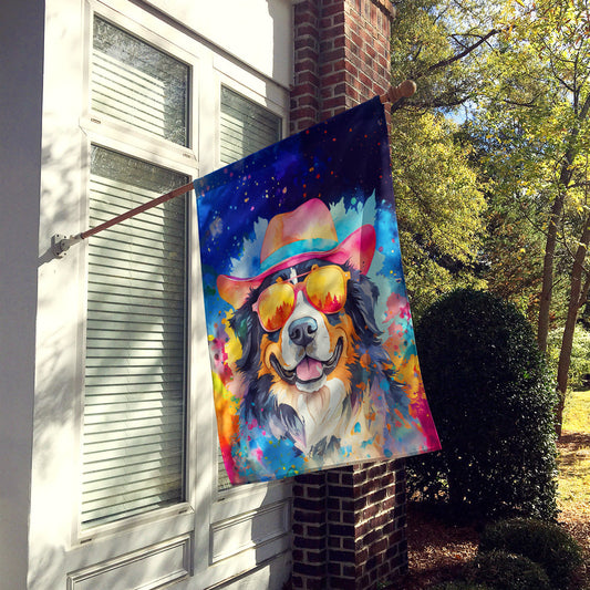 Bernese Mountain Dog Hippie Dawg House Flag
