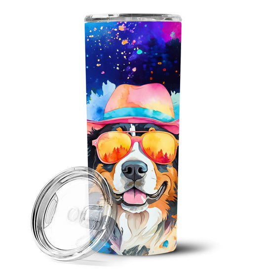 Bernese Mountain Dog Hippie Dawg Stainless Steel Skinny Tumbler