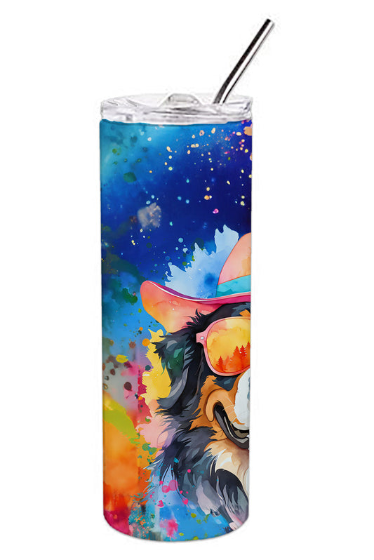 Bernese Mountain Dog Hippie Dawg Stainless Steel Skinny Tumbler