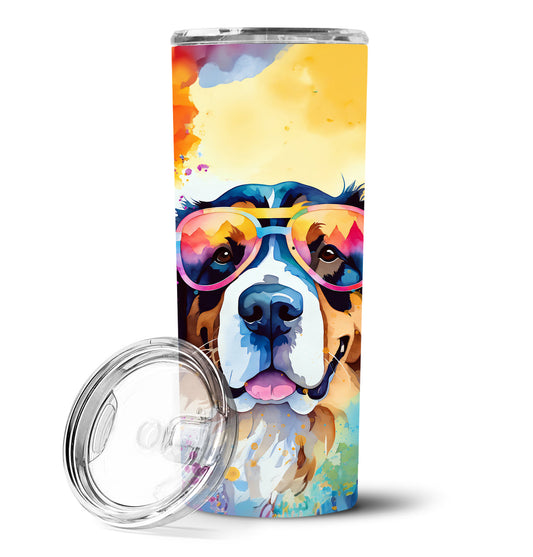 Bernese Mountain Dog Hippie Dawg Stainless Steel Skinny Tumbler