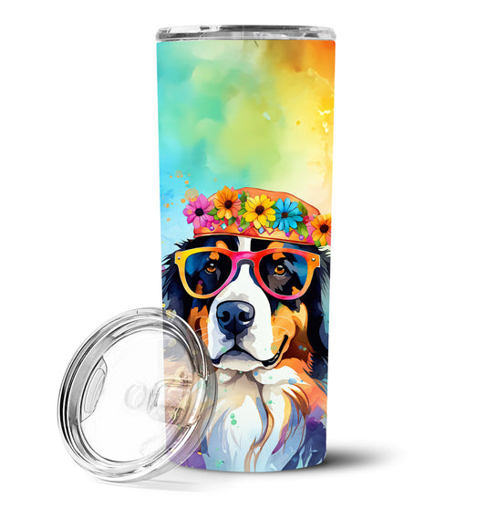 Bernese Mountain Dog Hippie Dawg Stainless Steel Skinny Tumbler