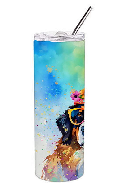 Bernese Mountain Dog Hippie Dawg Stainless Steel Skinny Tumbler