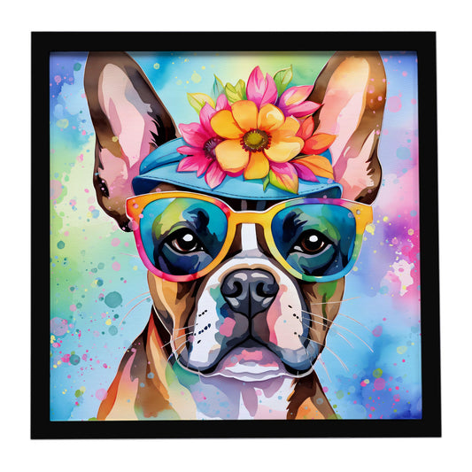 Boston Terrier Hippie Dawg Framed Metal Print