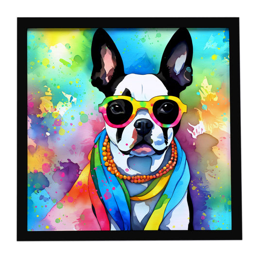 Boston Terrier Hippie Dawg Framed Metal Print