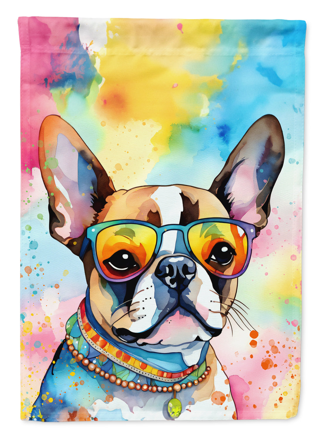 Boston Terrier Hippie Dawg House Flag
