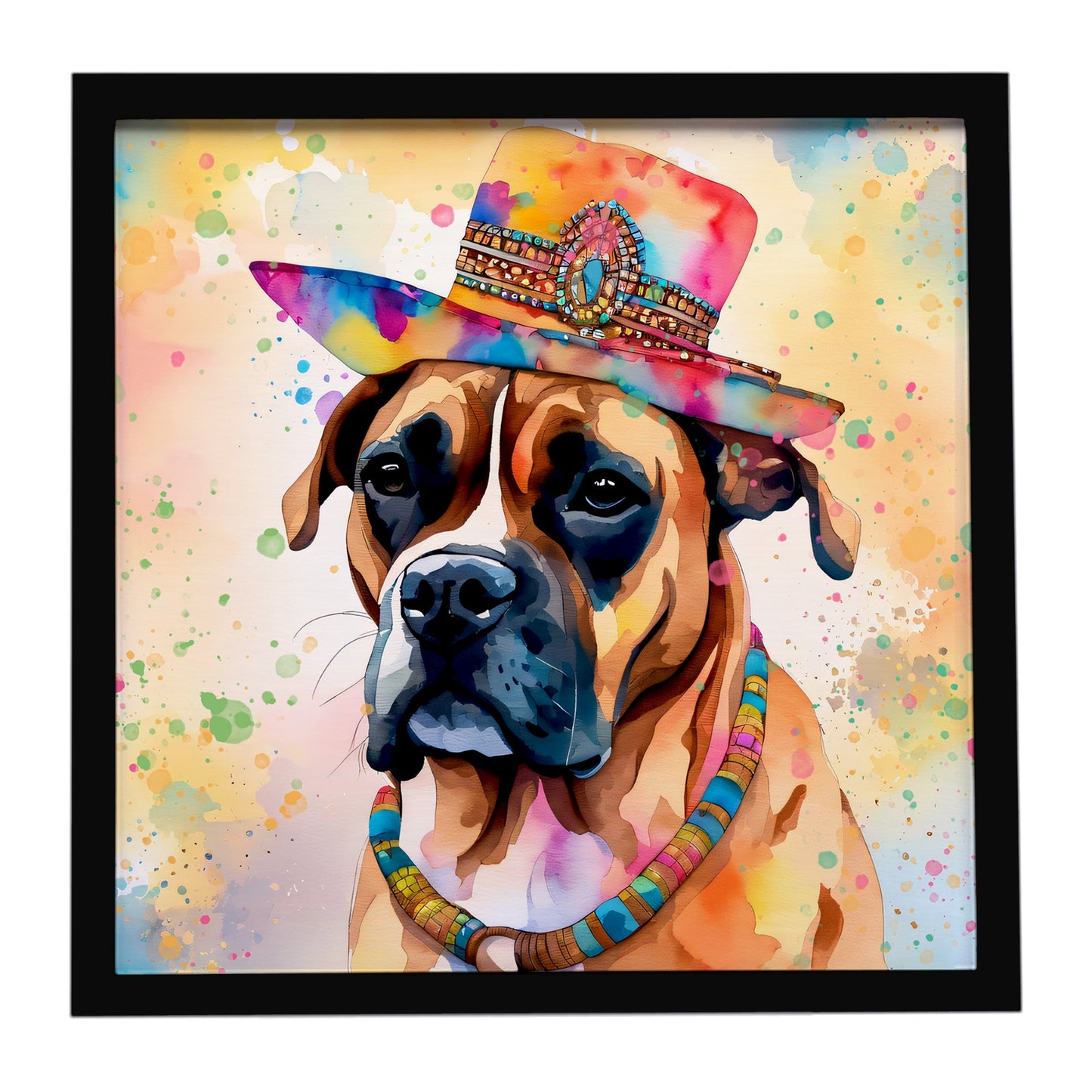 Boxer Hippie Dawg Framed Metal Print