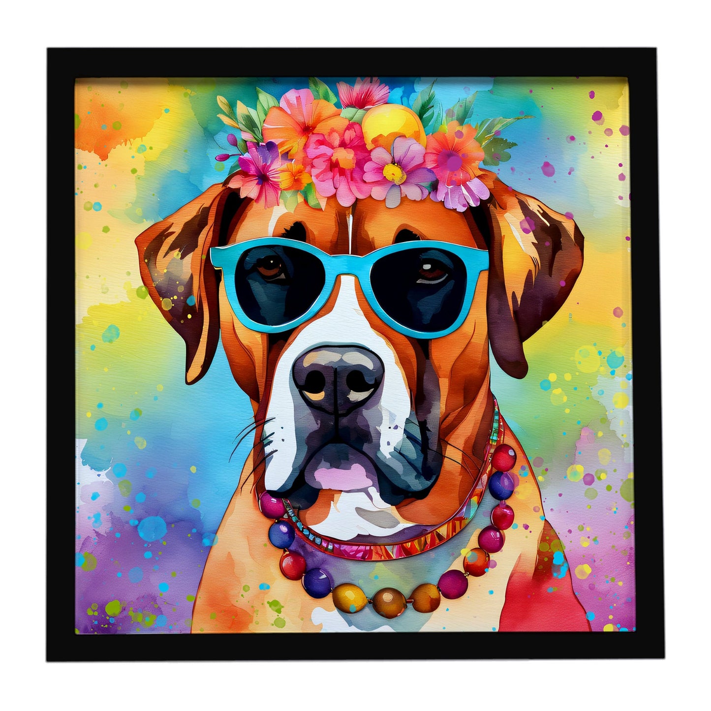 Boxer Hippie Dawg Framed Metal Print